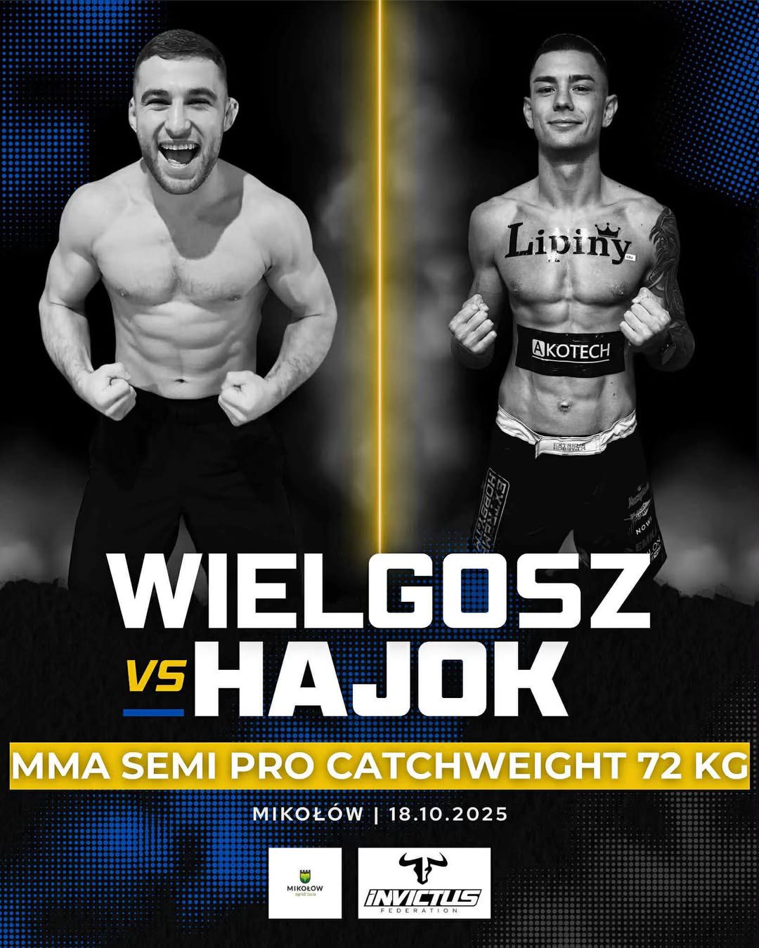 ZAWODNIK TORNADO TEAM ŚWIĘTOCHŁOWICE OLIWER HAJOK STOCZY WALKĘ MMA NA GALI INVICTUS W MIKOŁOWIE! ​